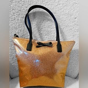 Kate Spade Jeralyn Mavis Street Rose Gold Glitter Handbag Tote Bag